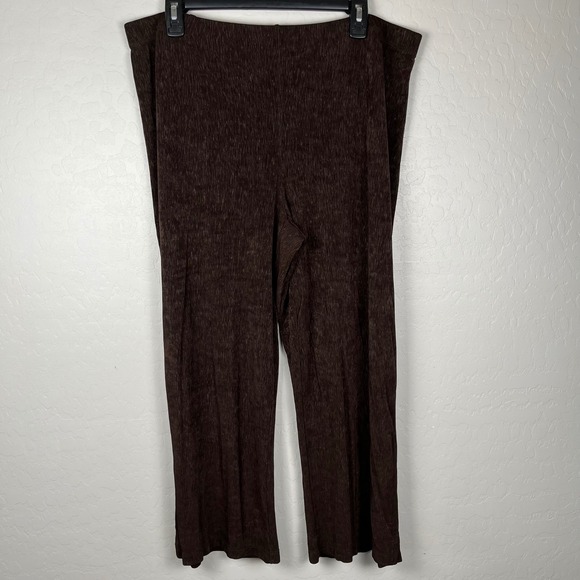 Coldwater Creek 1X Womens Pants Brown Pleated Wide Leg Made in USA - Picture 1 of 8